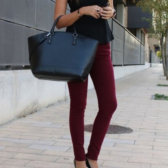 BURGUNDY PANTS - Picture 1 of 2